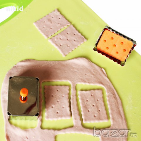 метална форма правоъгълна къдрава с бутало резец за сладки бисквитки мъфини кексчета фондан тесто