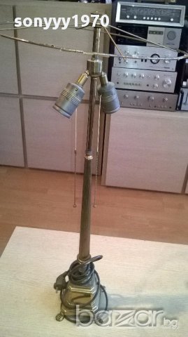 Масивна ретро лампа за две крушки-месинг 80х35см-внос швеицария, снимка 14 - Антикварни и старинни предмети - 17796479