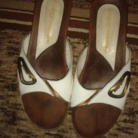 Дамски чехли естествена кожа с ток, снимка 1 - Чехли - 25145910