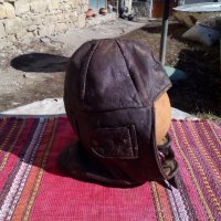 Старинна кожена Мотористка,Танкистка шапка, снимка 2 - Антикварни и старинни предмети - 24424244