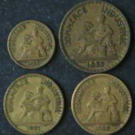 лот 4 монети от 50 сантима, 1 и 2 франка 1921-1925, Франция, снимка 2 - Нумизматика и бонистика - 8391127