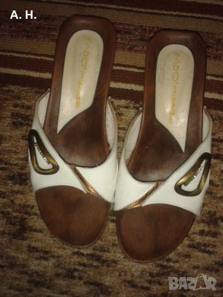 Дамски чехли естествена кожа с ток, снимка 1