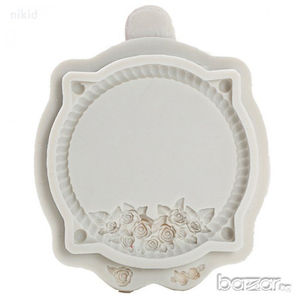 Кръг с ъгли рамка с рози силиконов молд форма декорация торта фондан мъфини шоколад, снимка 1