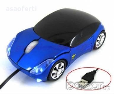 USB Мишка за компютър под формата на кола-синя, снимка 1