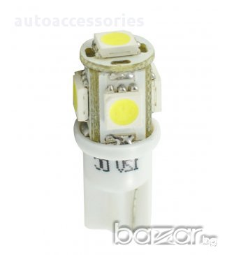  LED  Диодна крушка  T10  5-SMD LED Bulbs-Xenon White, снимка 1