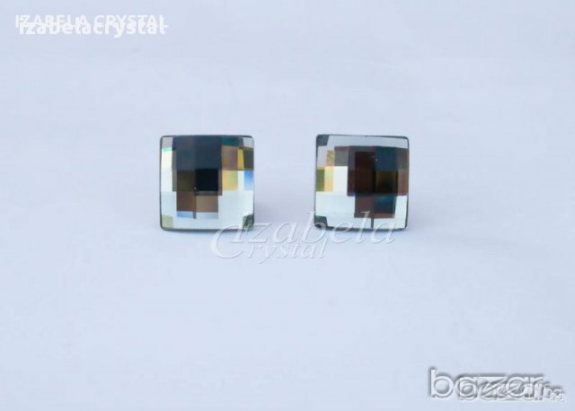 Обеци Сваровски ''chessboard'' Swarovski elements 10мм.12мм., снимка 2 - Обеци - 12955341