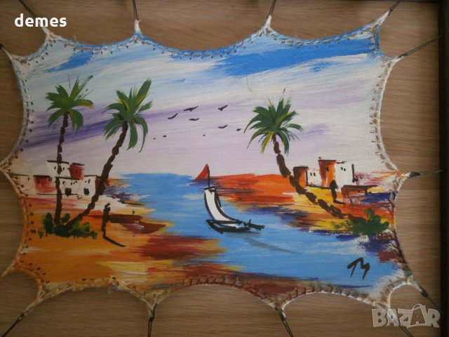  Автентична картина върху заешка кожа от Маракеш-Мароко, снимка 7 - Картини - 23969426