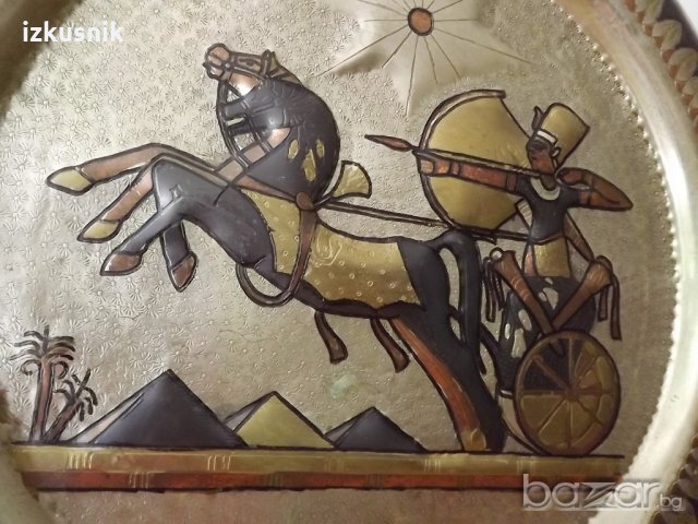 Стара египетска медна пластика, снимка 2 - Антикварни и старинни предмети - 18592265