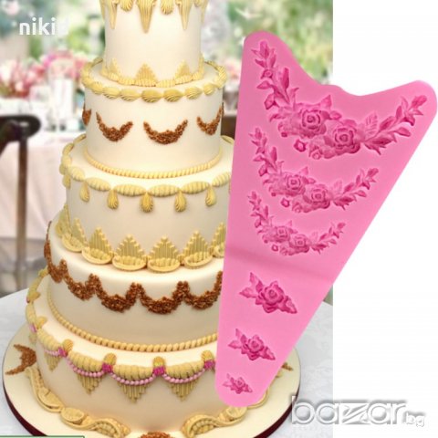 6 реда рози розички силиконов молд за фондан украса торта декорация мъфини шоколад, снимка 6 - Форми - 18175035
