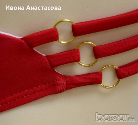 СЕКСИ ЧЕРВЕН БАНСКИ ВРЪЗКИ, снимка 3 - Бански костюми - 18778856
