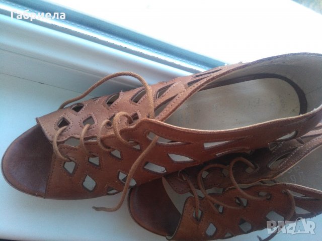 Естествена кожа, цвят коняк, снимка 2 - Дамски обувки на ток - 21742346