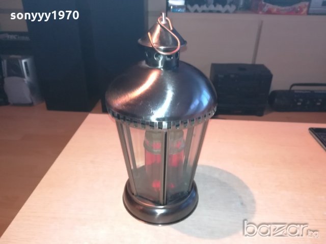 иноксов фенер с стъкла-за свещ-внос холандия-34х19см, снимка 6 - Колекции - 20893381