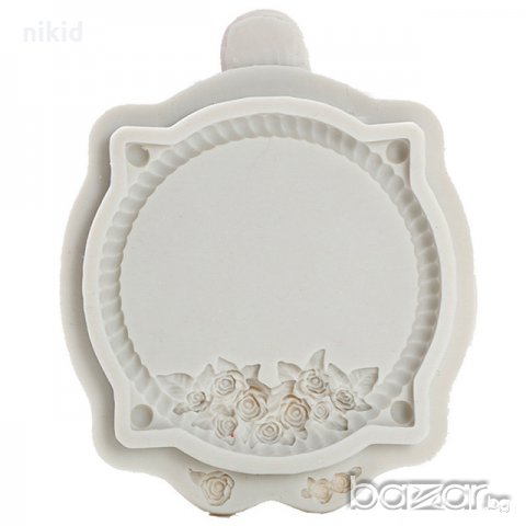 Кръг с ъгли рамка с рози силиконов молд форма декорация торта фондан мъфини шоколад