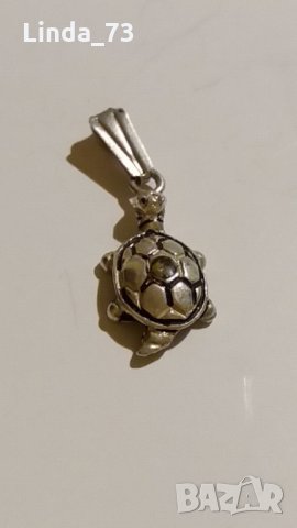 Среб.медальон-костенурка с циркон-проба-925. Закупен от Италия., снимка 3 - Колиета, медальони, синджири - 21774827