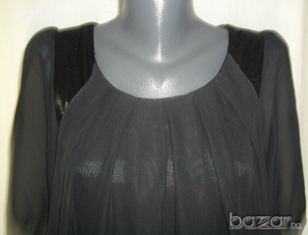 Уникална черна рокля / копринен сатен и органза / "YSL" , снимка 2 - Рокли - 18008668