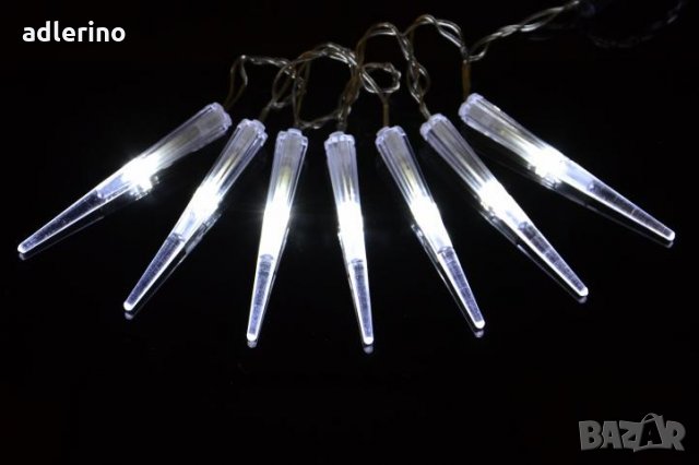 Зимна украса, ЛЕД гирлянда - Ледени висулки, коледна украса, с трафо, студено бяло, снимка 4 - Декорация за дома - 25043425