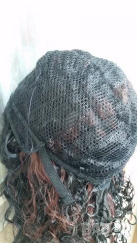 Нова черна Афро с тъмно кестеняви кичури перука 50 см  - мод.81, снимка 8 - Аксесоари за коса - 21361417