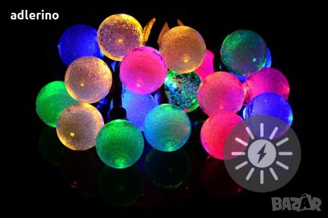 20 лед лампички, соларни лампички, соларно осветление - шарени 