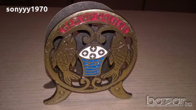 антика-Sea of galilee-поставка за салфетки-9х9х3см-внос швеицария, снимка 4 - Антикварни и старинни предмети - 18478256