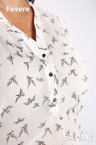  Ефирна блуза с птички, снимка 4 - Туники - 24938165