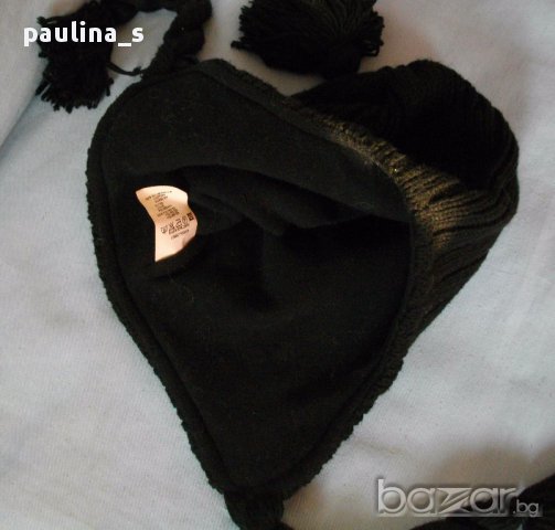 Черен комплект от шапка и шал в черно, снимка 5 - Шапки - 16230203