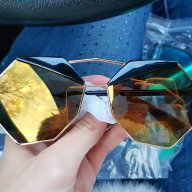 Слънчеви очила многоъгълни златно кафяви огледални, снимка 2 - Слънчеви и диоптрични очила - 16923966