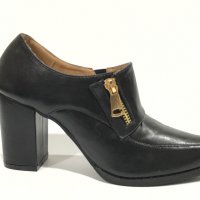 Дамски кожени обувки с ток и цип , снимка 4 - Дамски боти - 19490371
