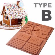 3d коледна къща къщичка силиконов молд сладкарска форма джинджифилова торта фондан шоколад, снимка 3 - Форми - 16374655