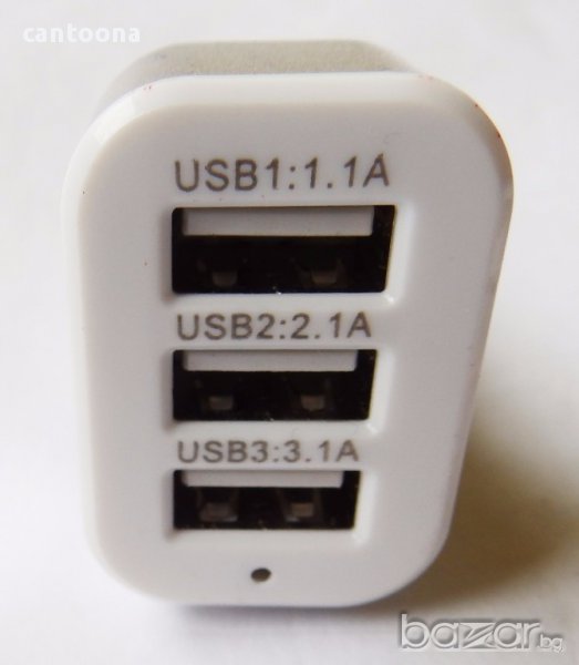 Зарядно за 12/24 V с 3 USB изхода 1.1/2.1/3.1 А, снимка 1
