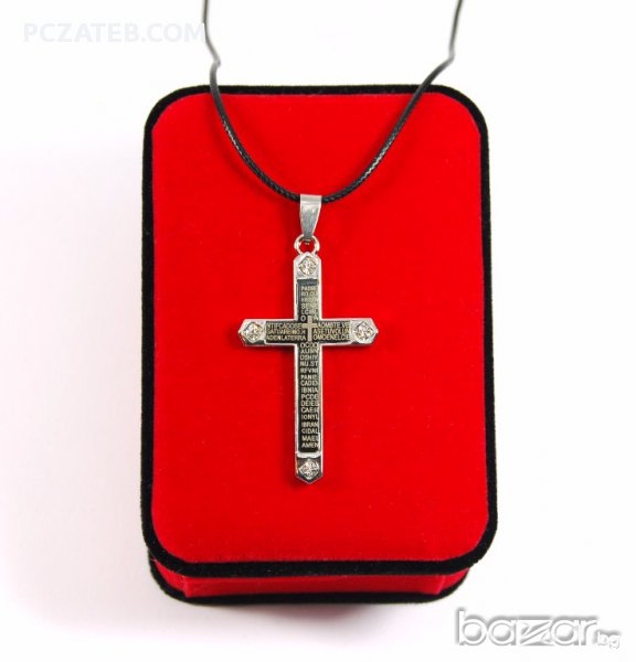 Кръст с молитва и кристали 36, снимка 1