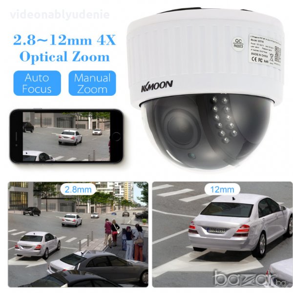 Куполна Дистанционно Мотоуправляема FULLHD 1080P 2Mpx PTZ WIFI IP Камера 2.8~12mm Авто Фокус 4xZoom, снимка 1