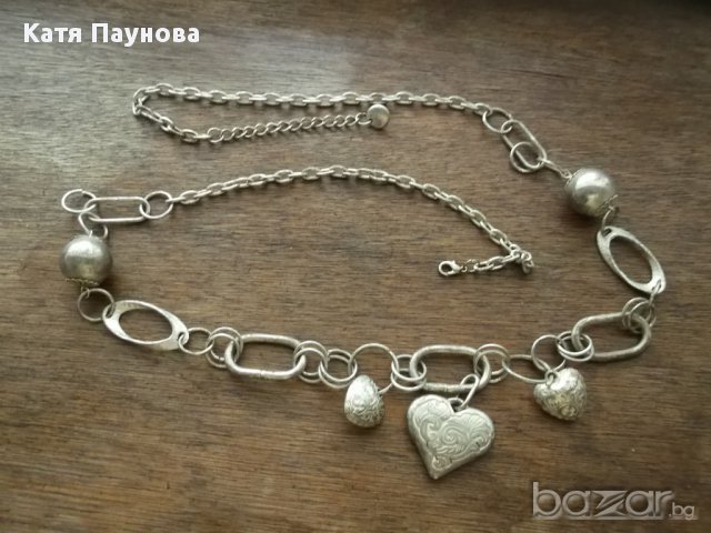 Нов ефектен сребрист колан / колие със сърчица, снимка 4 - Колани - 9017686