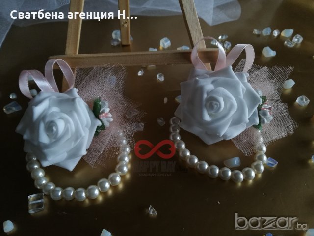 Сватбена бутониера за ръка - гривна Мария, снимка 2 - Сватбени аксесоари - 21060729