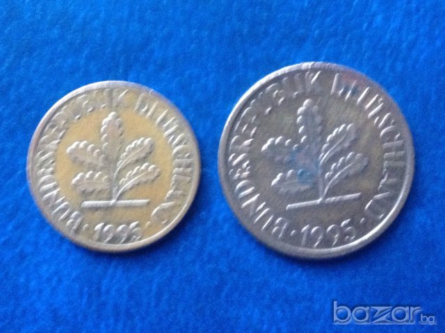 No 13. Лот 1 и 2 пфенига, Германия - 1995 г., снимка 2 - Нумизматика и бонистика - 9656545