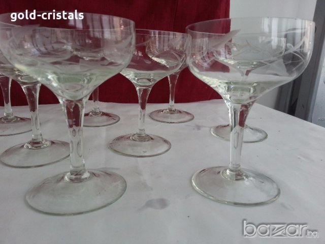 стъклени чаши гравирани, снимка 2 - Антикварни и старинни предмети - 19581310