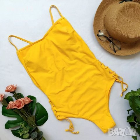 Уникален жълт цял бански , снимка 2 - Бански костюми - 25575227
