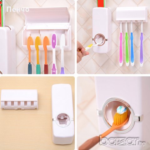 Комплект автоматичен диспенсър за паста за зъби и четка за зъби за баня с високо качество, снимка 12 - Други стоки за дома - 20601119