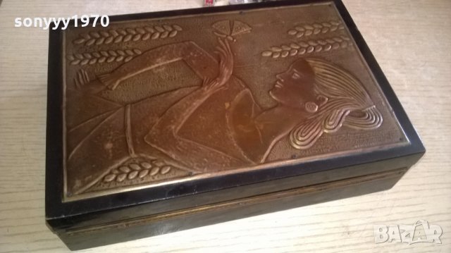 стара кутия-дърво с обков мед/месинг-25х16х6см, снимка 9 - Колекции - 23362160