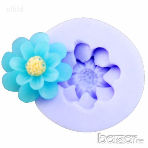 двойна малка маргаритка цвете мини силиконов молд декор украса торта фондан гипс сапун тесто отливк