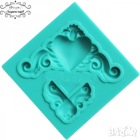 Ъгли Малък голям със сърце силиконов молд форма декорация торта фондан украса