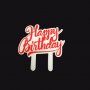 24бр Happy Birthday червен надпис Честит Рожден Ден картонени табели надпис за мъфини украса парти