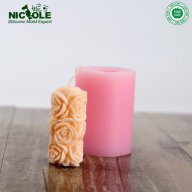 3D висок цилиндър рози свещ силиконова форма молд за украса торта фондан тесто декорация гипс сапун, снимка 1 - Други - 17268242