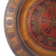 34 см. Голяма старинна чиния за стена дърворезба уникална/Германия , снимка 2 - Други ценни предмети - 16367338