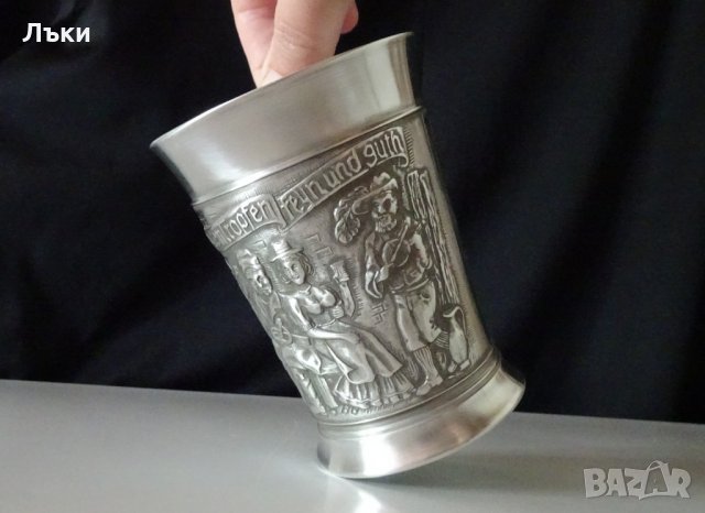 Гравирана чаша,халба от калай BMF. , снимка 3 - Антикварни и старинни предмети - 25737095