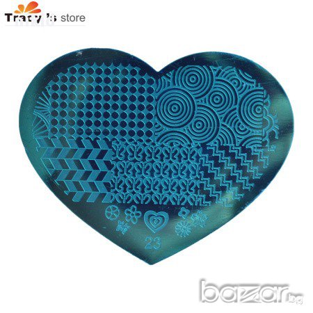 сърце Шаблон за щампа печати за нокти плочка различни + подарък, снимка 10 - Продукти за маникюр - 14837549