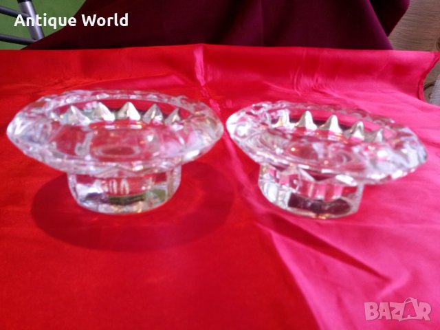 Комплект Свещници от Кристално Стъкло