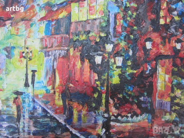 Автентична картина "Булевард", снимка 3 - Картини - 24741436