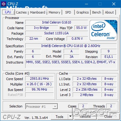 Процесор Celeron G1610 socket 1155, 2.6 GHz 2MB, снимка 3 - Процесори - 17826994