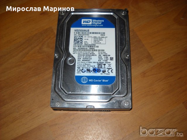 5.4.хард диск за компютър (PC)WD 2500 Western Digital 250GB-SАTA- 3.5” 7200 RPM.Ползван 11 месеца и , снимка 1