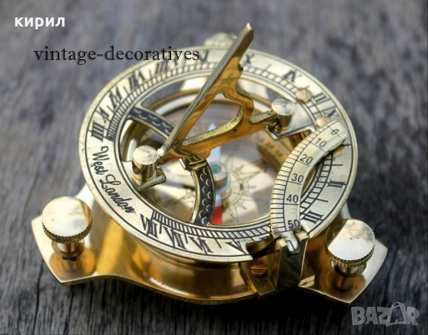 МЕСИНГОВ КОМПАС СЪС СЛЪНЧЕВ ЧАСОВНИК, снимка 6 - Други - 21689099